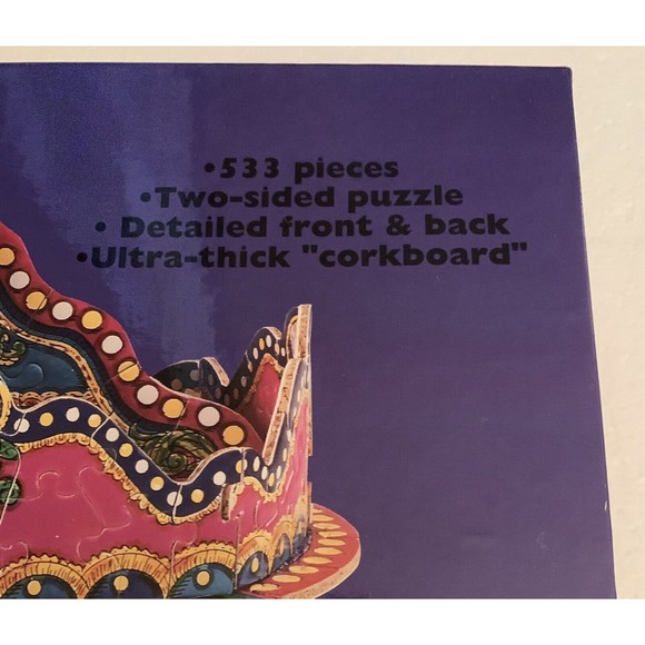 3D Carousel Puzzle 533 Pcs Two sided Corkboard 10x10x10 Ceaco 1026 VTG 1994  NEW - Picture 3 of 13